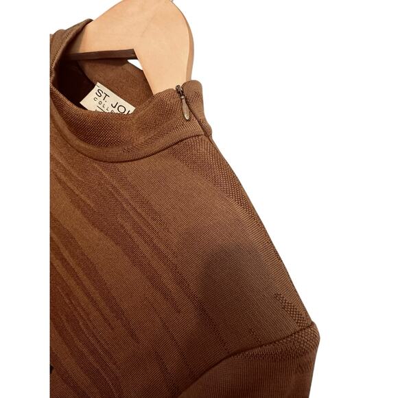 Vintage St John Collection Marie Gray Safari Print Mock Neck Zip Sweater Small - Picture 8 of 10